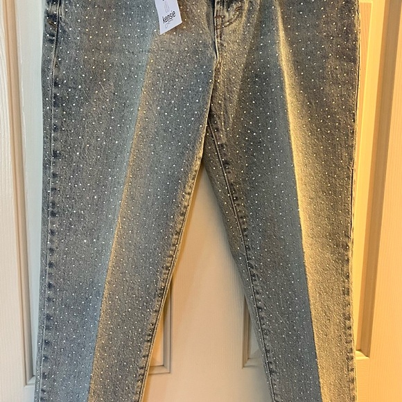 Kensie Women's Rhinestone Blue Straight Leg Jeans - Picture 5 of 8